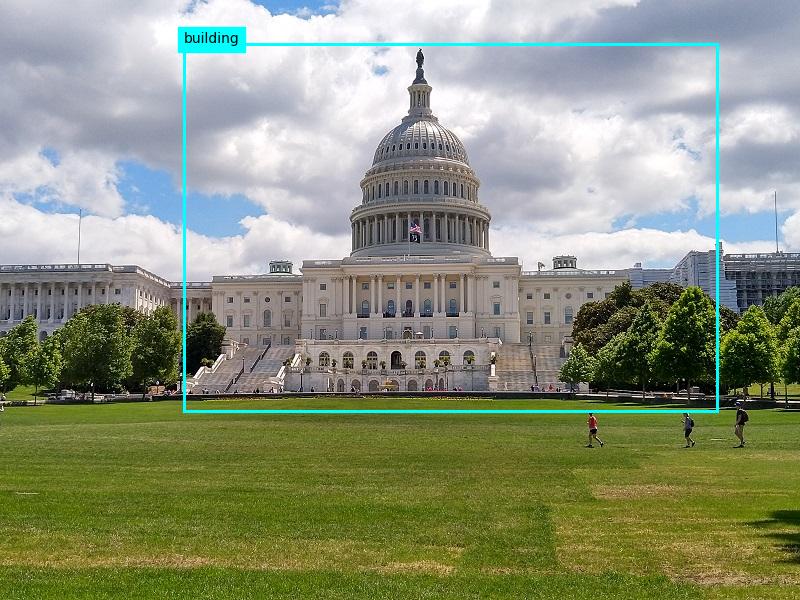 Azure AI Vision object detection results showing annotated image with bounding boxes